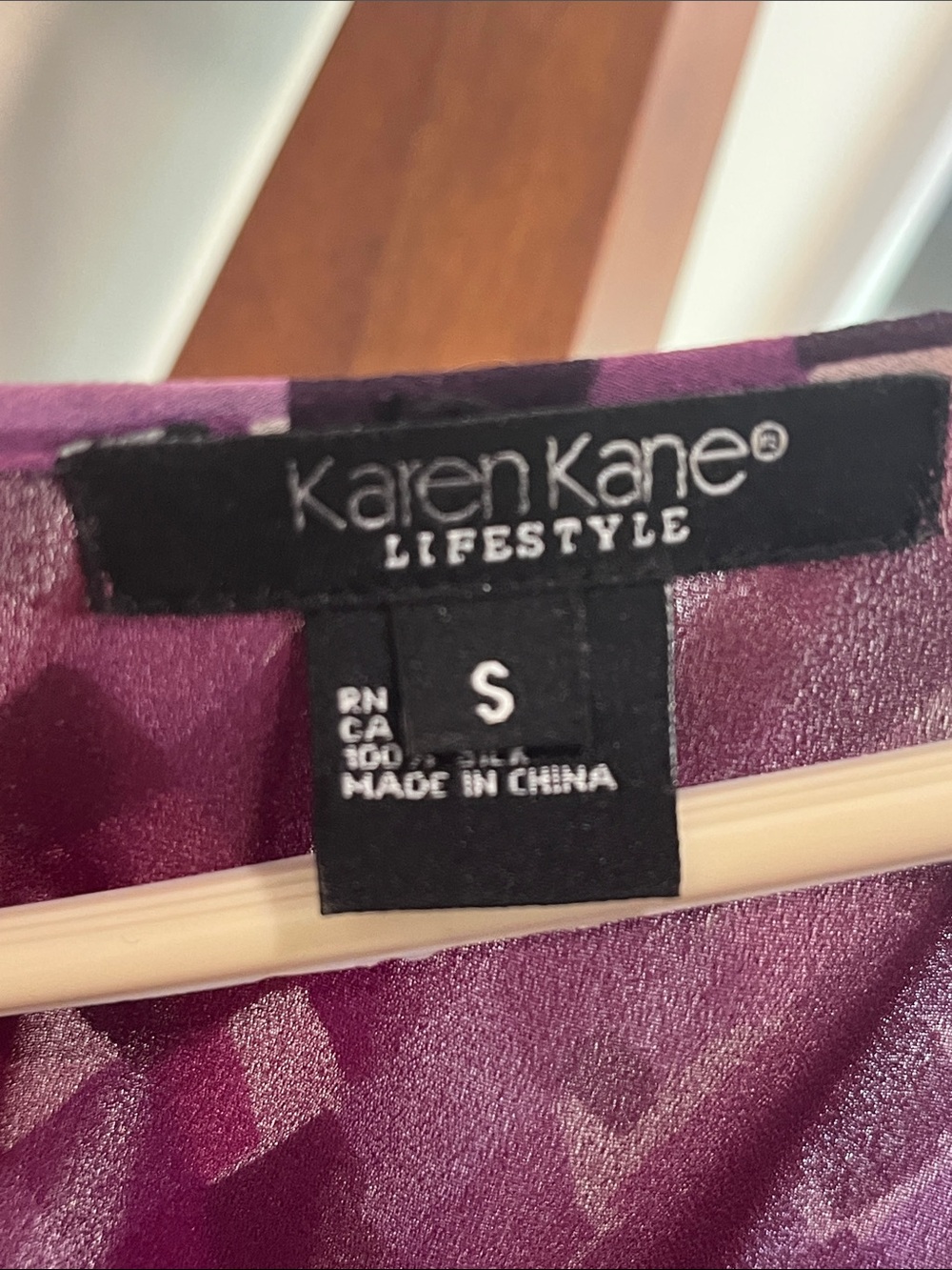 Karen Kane 100% Silk Bias Cut Stretch Maxi Dress Abstract Purple Size Small - Picture 14 of 16